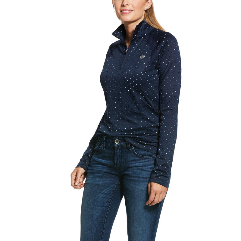 Ariat English: Sunstopper 2.0 1/4 Zip Base Layer Mujer - Azul Marino (GPQNJ8215)